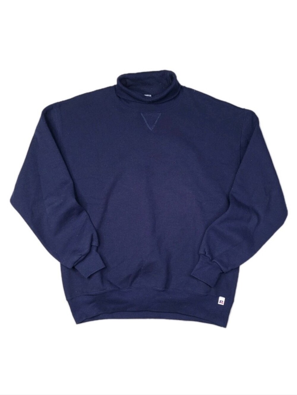 Vintage Russell Athletic Navy Blue Turtleneck Sweatshirt Size XL Made in USA